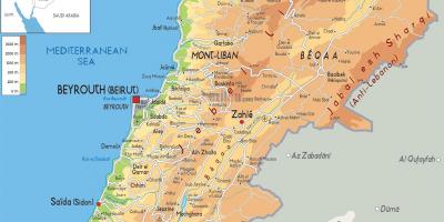 Карта Лівана фізічнай