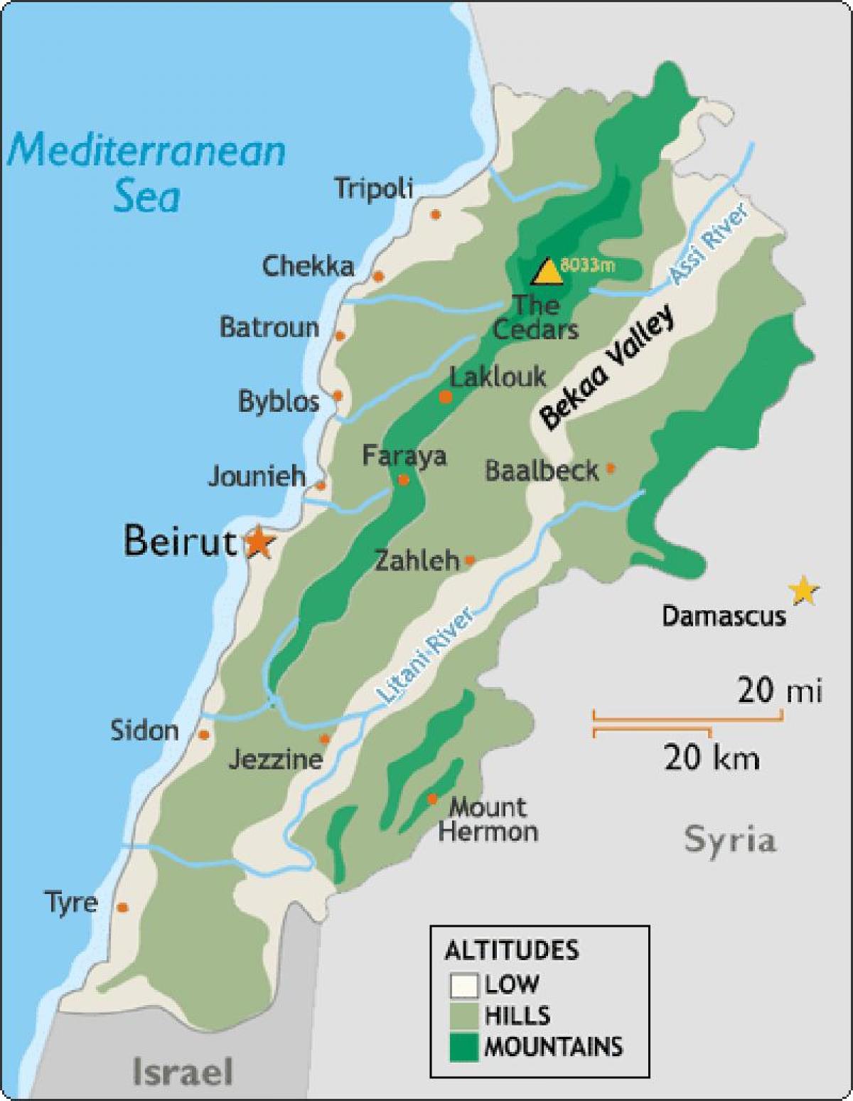 карта Лівана клімату