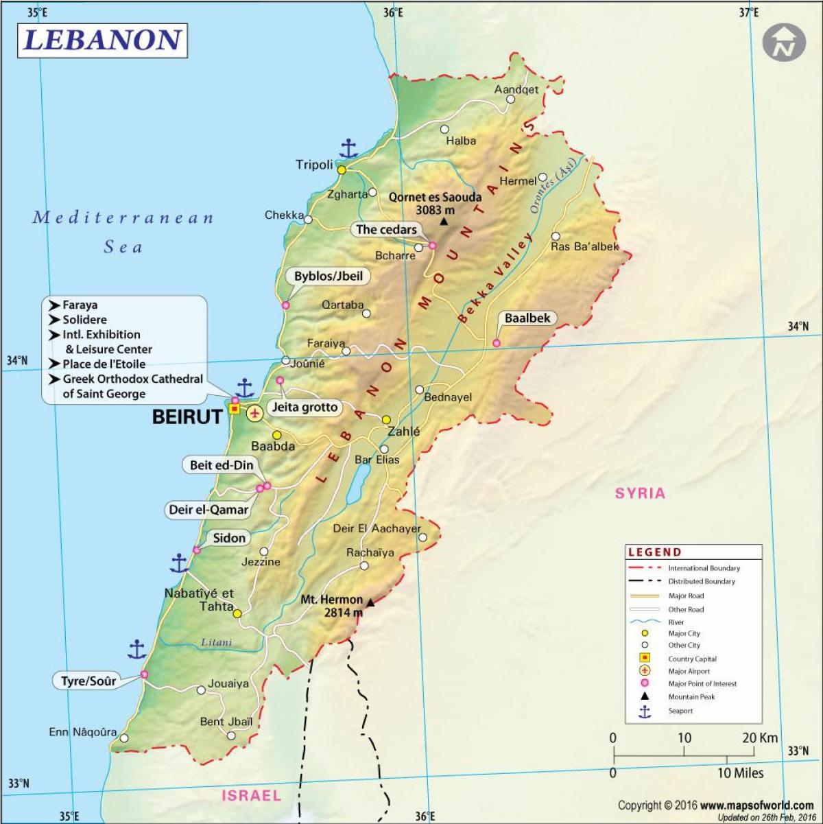 карта старажытнага Лівана