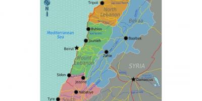 Карта Лівана турыст